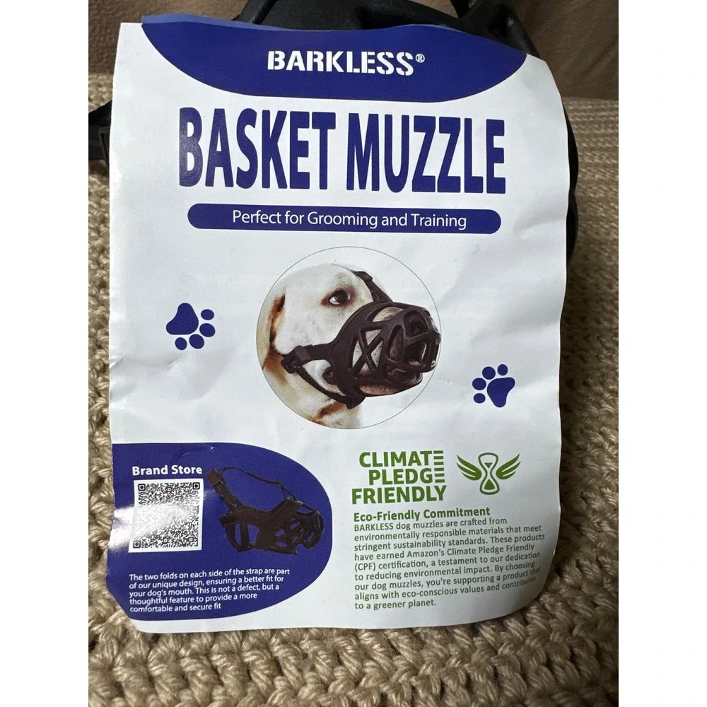 Barkless Basket Muzzle Black Size XL Dog Training Grooming Adjustable Straps